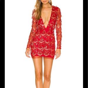 Nia Sequin Fringe superdown long sleeved mini dress